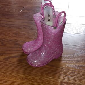 Girls Capelli New York pink mermaid print rain boots Sz 6 NWT